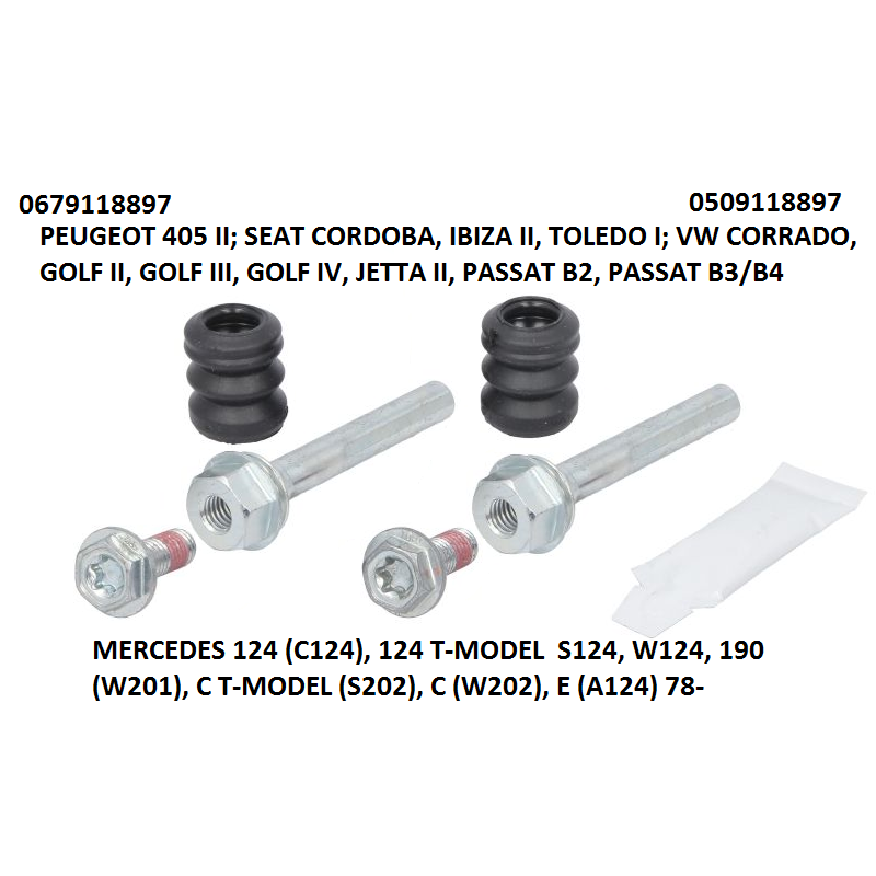 К-т напрямних супорта задн. Mercedes 124, 201, 202; VW Golf II/ III/ IV, Jetta II, Passat B2/3/4 К-т напрямних супорта задн. Mercedes 124, 201, 202; VW Golf II/ III/ IV, Jetta II, Passat B2/3/4