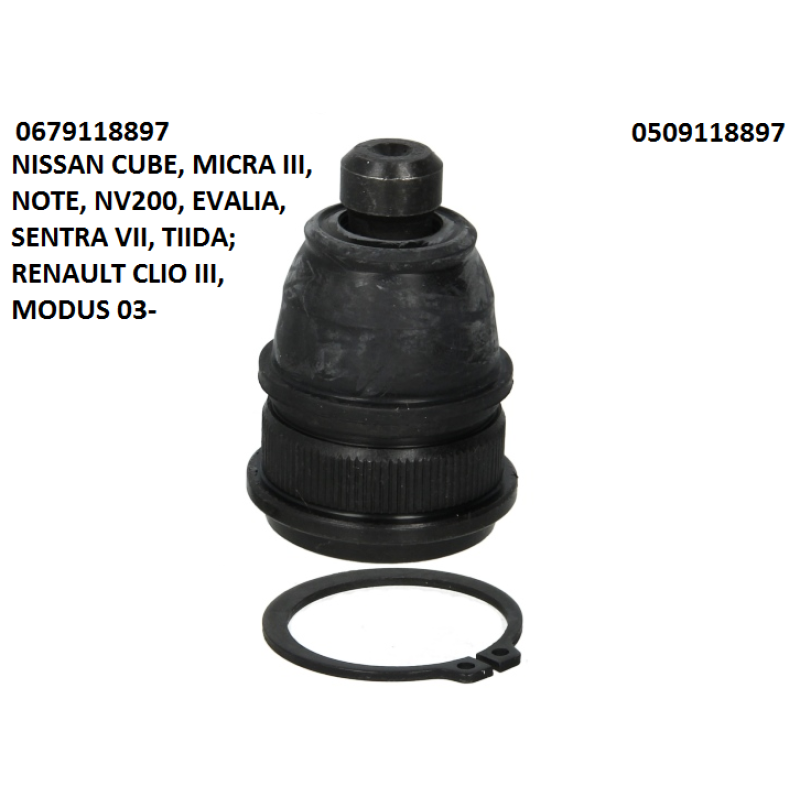 Шарова опора RENAULT CLIO III, MODUS; NISSAN CUBE, MICRA III, NOTE, NV200/EVALIA, SENTRA VII, TIIDA 03- Шарова опора RENAULT CLIO III, MODUS; NISSAN CUBE, MICRA III, NOTE, NV200/EVALIA, SENTRA VII, TIIDA 03-