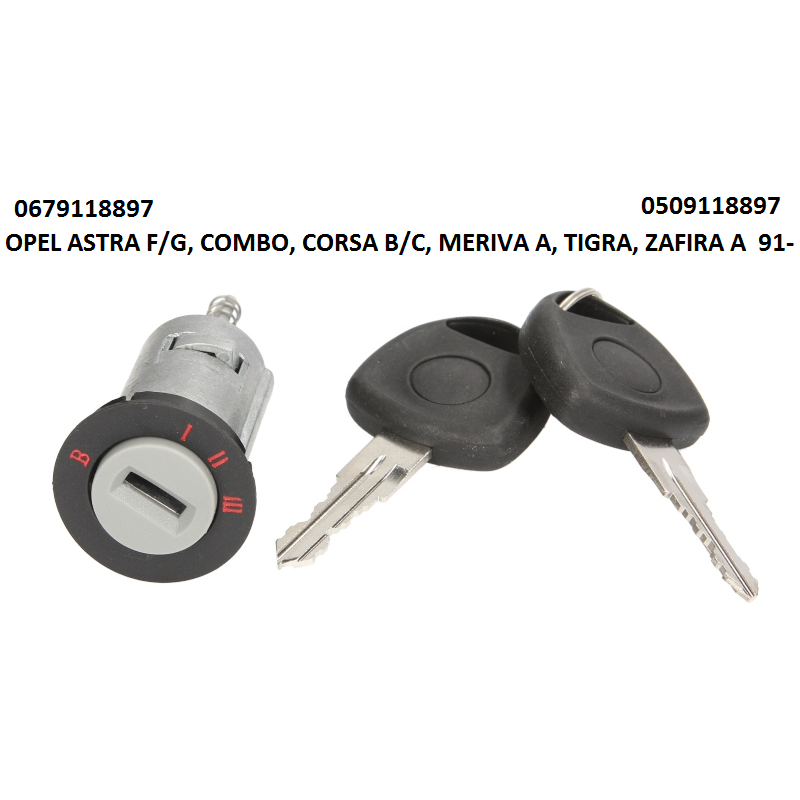 Замок запалювання (секрет) з ключами OPEL ASTRA F/G, COMBO, CORSA B/C, MERIVA A, TIGRA, ZAFIRA A 91- Замок запалювання (секрет) з ключами OPEL ASTRA F/G, COMBO, CORSA B/C, MERIVA A, TIGRA, ZAFIRA A 91-